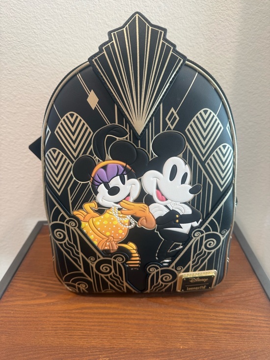 NWT Disney Minnie & Mickey The Great Gatsby Black Loungefly Mini Backpack main image 5